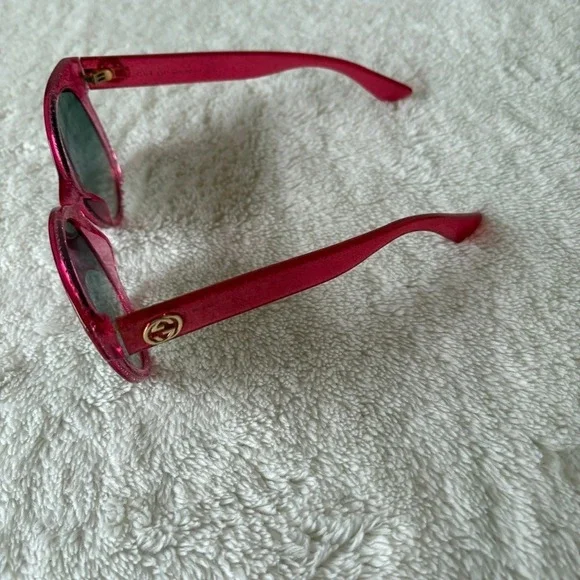 Gucci Women's‎ Gradient Cat Eye Sunglasses Sparkly Pink GG0035S - Picture 8 of 12